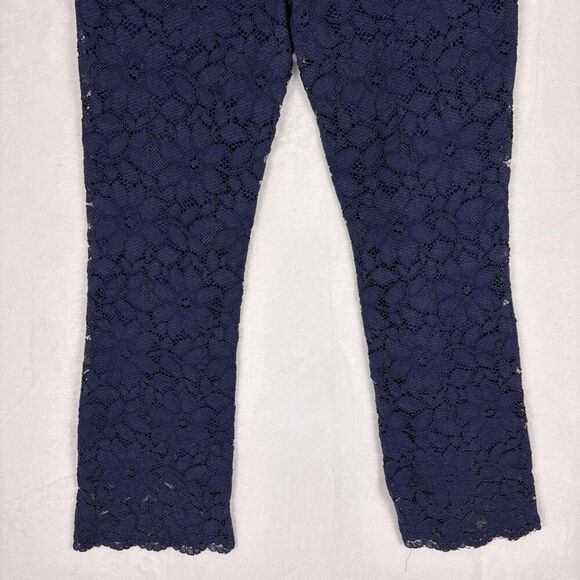 Free People Blue Eyelet Floral Pull On Bootcut Pants Size Medium - Picture 9 of 11